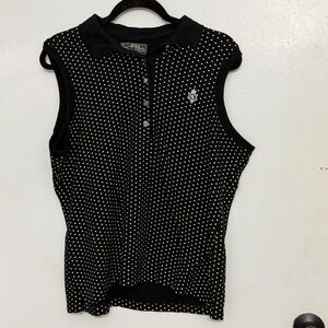 Lauren Ralph Lauren Active Preppy Academia Polka Dot Polo Shirt Old Money Sz XL